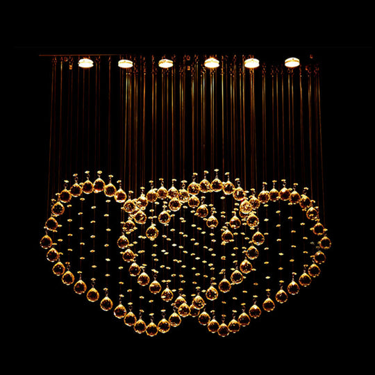 Contemporary Led Chrome Love Heart Flush Mount Light For Dining Room - Crystal Orb