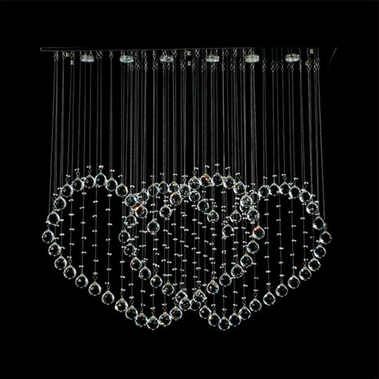 Contemporary Led Chrome Love Heart Flush Mount Light For Dining Room - Crystal Orb