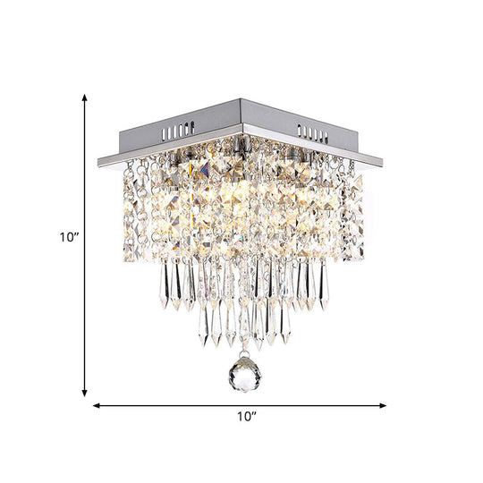 Modernist Crystal Led Chrome Ceiling Light