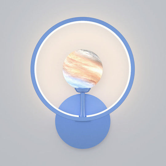 Modern Led Glass Globe Wall Sconce With Ring Guard - Black/Pink/White Gradient