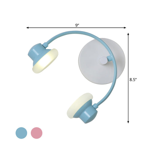 Childrens Creative Headphone Wall Light Kit - Acrylic Led Sconce Lighting In Blue/Pink