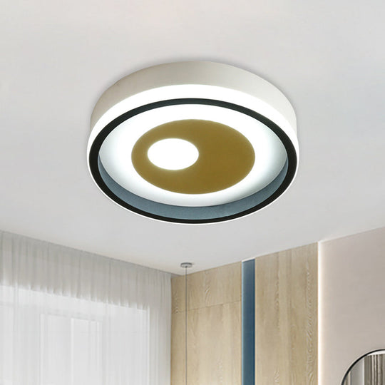 Modern Led Hallway Flush Ceiling Lamp With Acrylic Shade - Black And White Black-White / Round