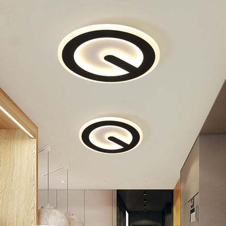 Minimalist Circular Led Ceiling Flush Mount Light In Black With Warm/White Acrylic Lighting -