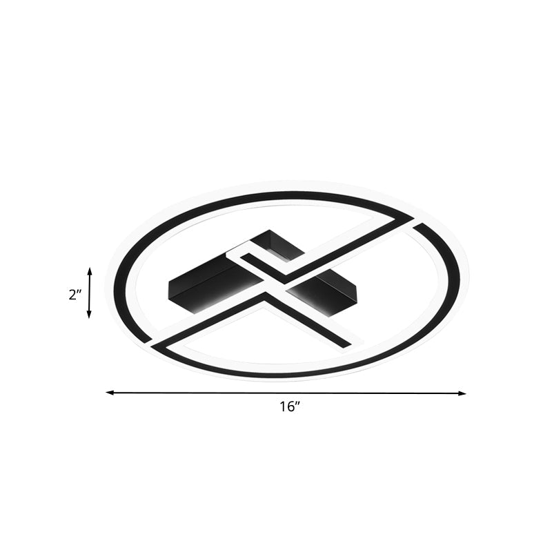 Modern Black Acrylic Led Ring & Dual - L Flush Ceiling Lamp