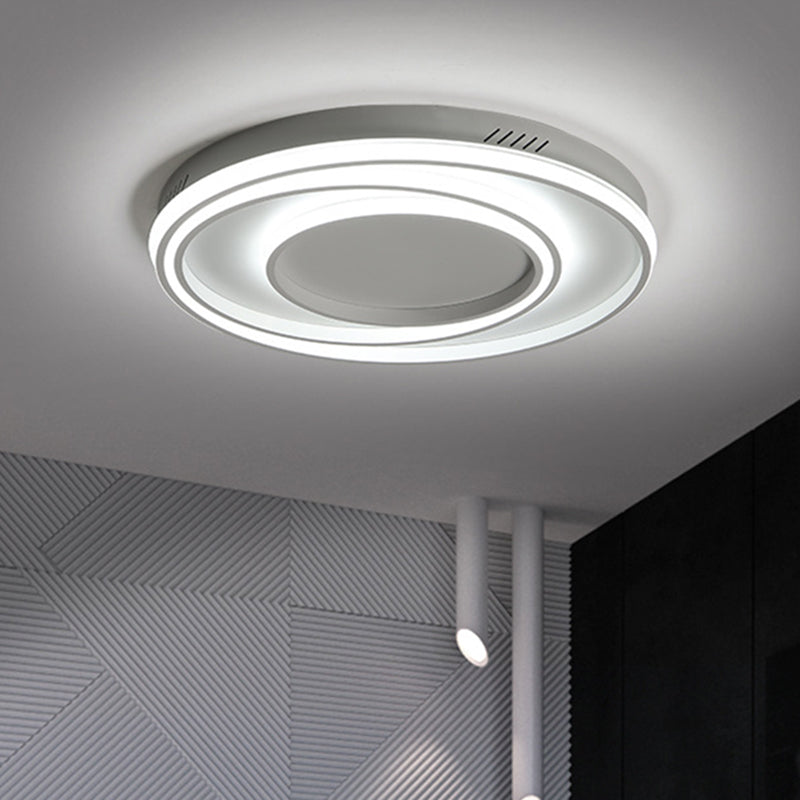 Simple 2-Loop Acrylic Ceiling Light Led Flush Lamp For Bedroom - 18/23 Width Mountable White / 18