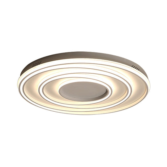 Simple 2-Loop Acrylic Ceiling Light Led Flush Lamp For Bedroom - 18/23 Width Mountable White