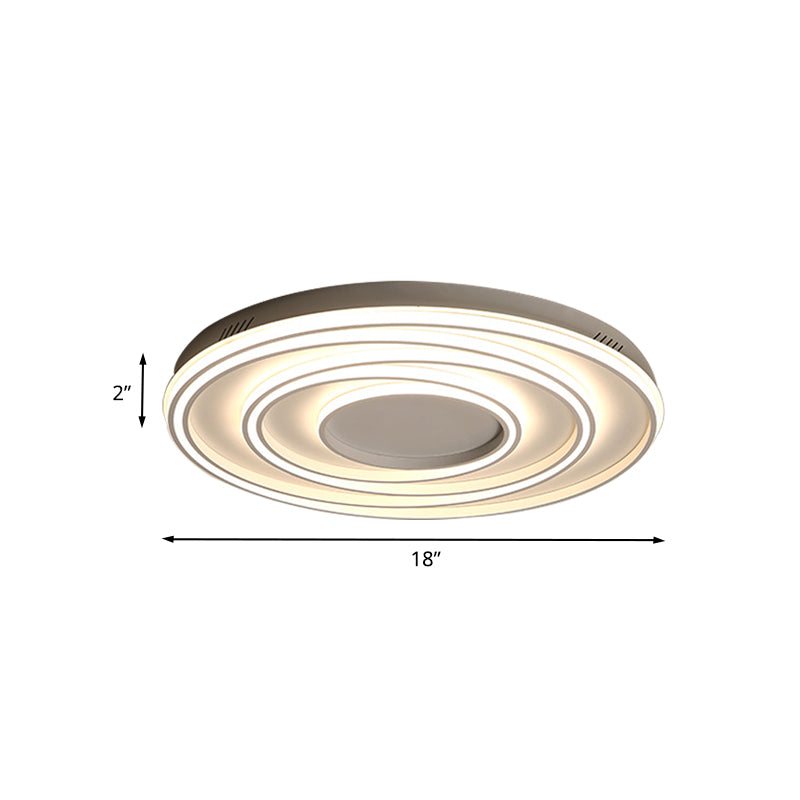 Simple 2-Loop Acrylic Ceiling Light Led Flush Lamp For Bedroom - 18/23 Width Mountable White