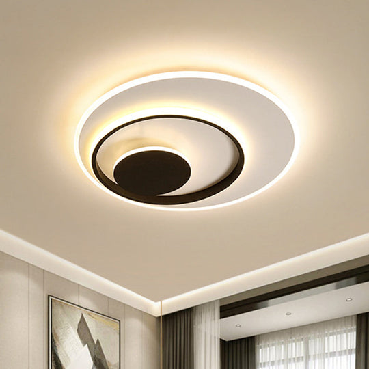 Minimalist Acrylic Circle Ceiling Led Flush Mount Light In White/Warm 16’/19.5’ Wide