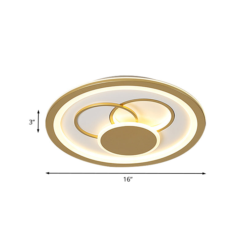 Acrylic Round Flush Mount Fixture - Modernist Led Light In Gold (16/19.5 Dia) Warm/White Glow