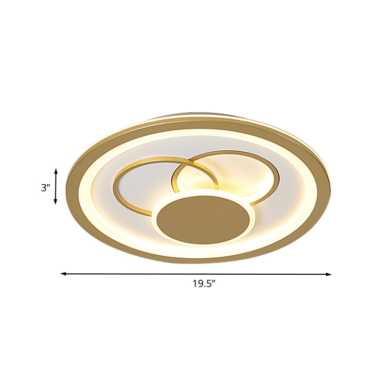 Acrylic Round Flush Mount Fixture - Modernist Led Light In Gold (16’/19.5’ Dia) Warm/White Glow