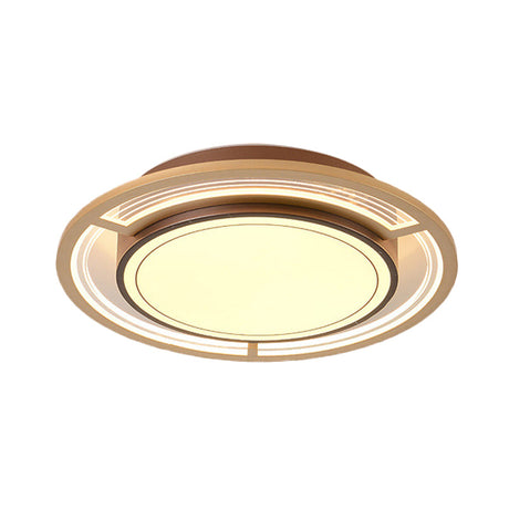 Modern Metal Led Flush Mount Ceiling Lamp In Brown For Bedroom