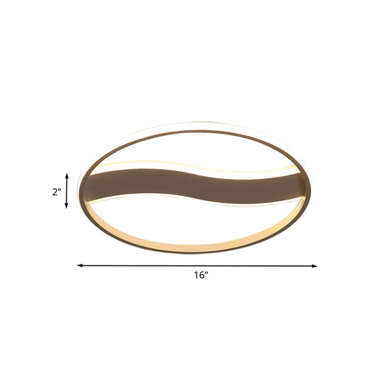 Modern Acrylic Led Flush Mount Fixture - Wave And Ring Design 16/19.5/23.5 Diameter White/Warm Light