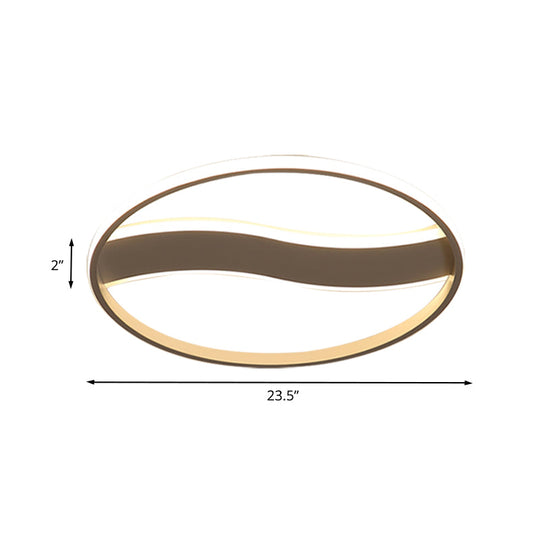 Modern Acrylic Led Flush Mount Fixture - Wave And Ring Design 16’/19.5’/23.5’ Diameter