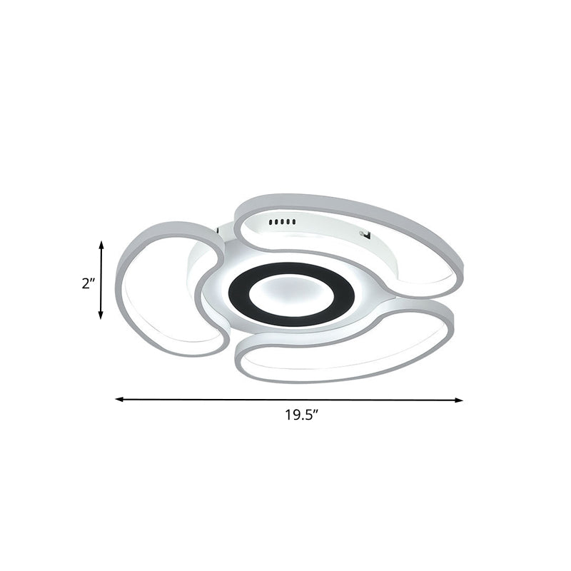 Modern Led Flush Mount Ceiling Light In White For Bedroom With Warm/White And Acrylic Arc - Loop