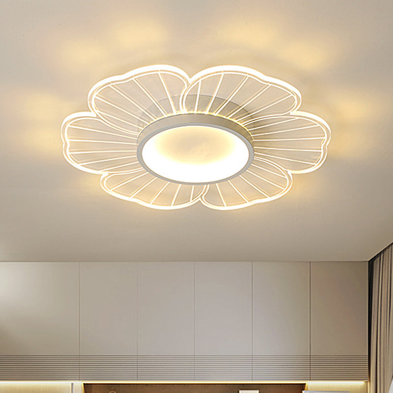 Contemporary White Flower Flushmount Led Lamp - Ultra-Thin & Versatile Sizes In Warm Light / 16.5