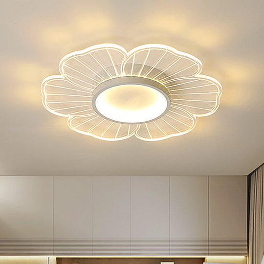 Contemporary White Flower Flushmount Led Lamp - Ultra - Thin & Versatile Sizes In Warm Light / 16.5’