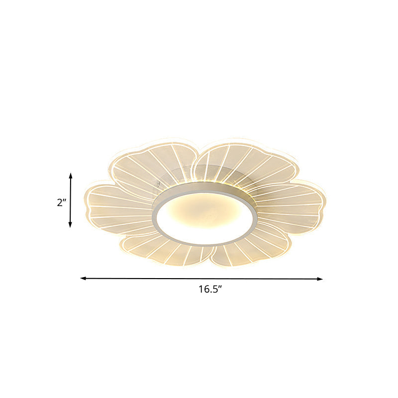 Contemporary White Flower Flushmount Led Lamp - Ultra-Thin & Versatile Sizes In Warm Light
