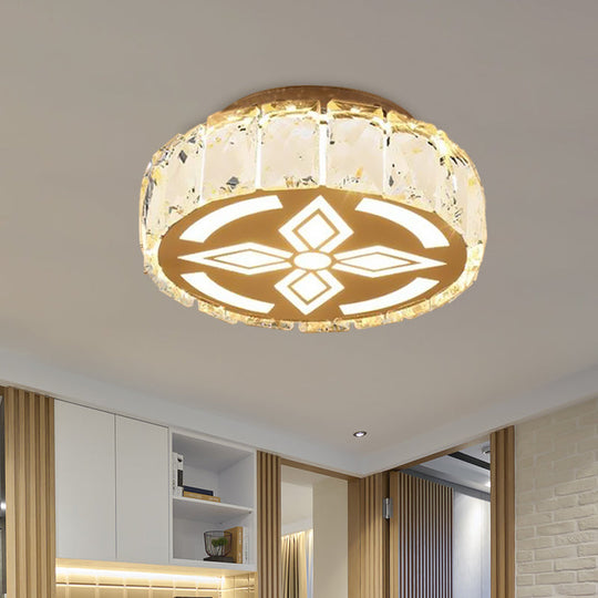 Prismatic Crystal Chrome Ceiling Flush Floral Pattern Led Mount Light Fixture