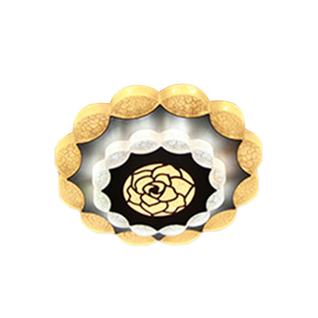 Contemporary Floral Flush Mount Led Lamp With Acrylic White-Black Finish And Rose Pattern