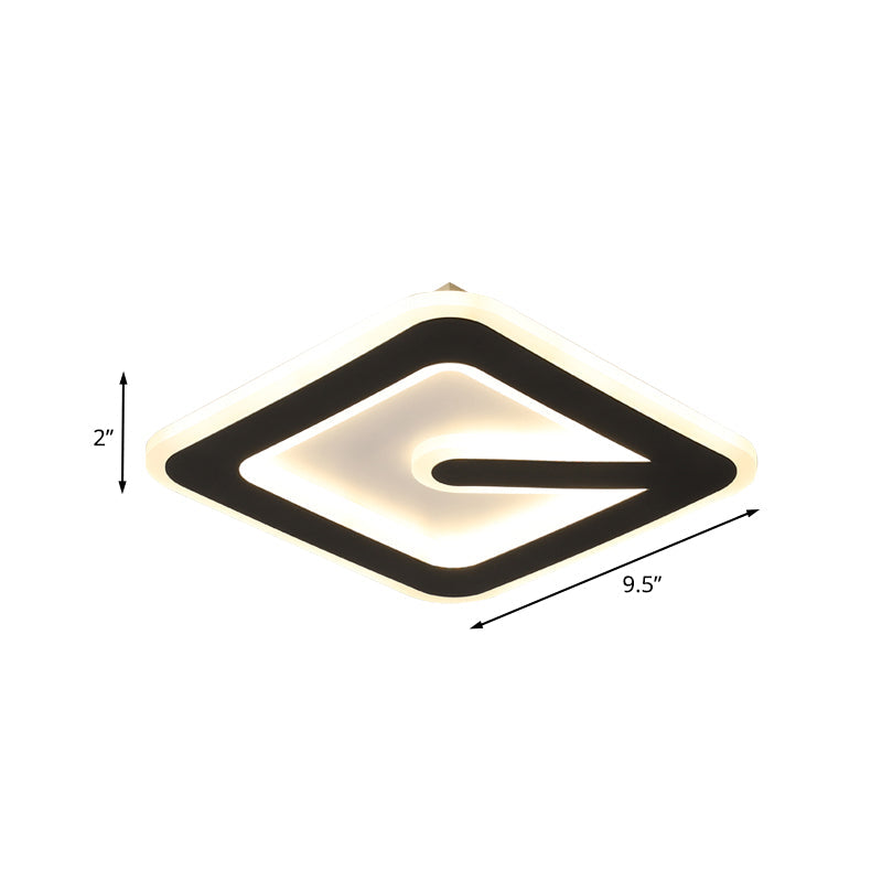 Minimalist Led Black Flush Ceiling Light With Acrylic Rhombus Design Perfect For Corridor Lighting