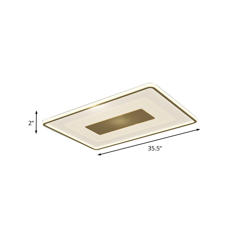 16’ Modern Acrylic Led Flush Light Square/Rectangle Gold Finish – White/Warm For Living Room