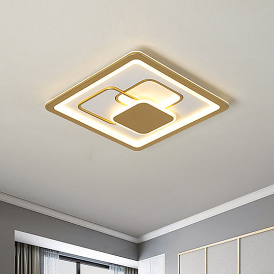 Modern 16/19.5 Gold Led Flush Mount Fixture With Warm/White Acrylic Light / 16 White