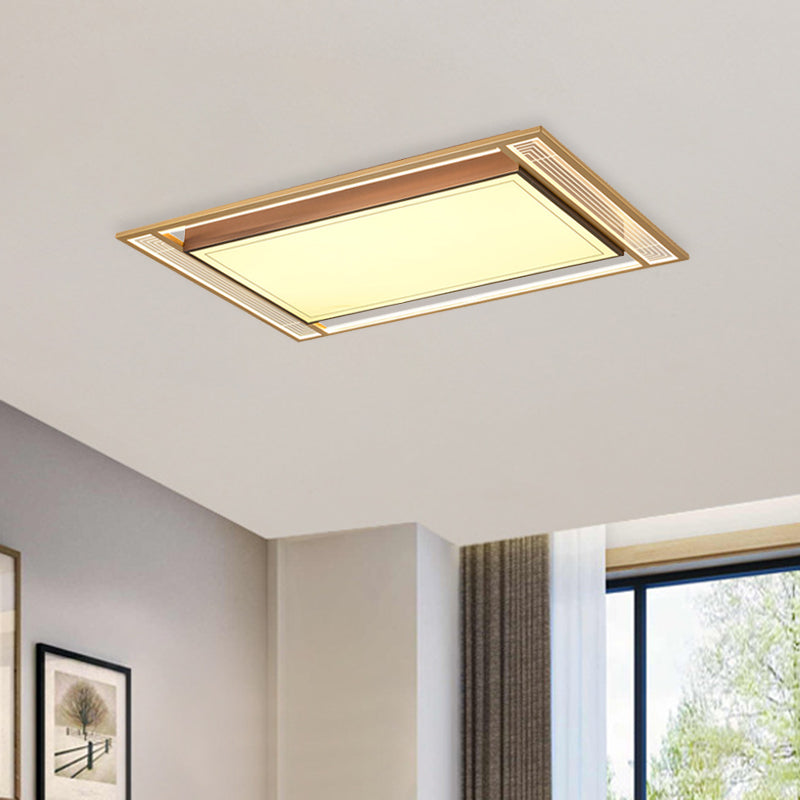 Modern Led Metallic Flush Mount Ceiling Light Fixture - Brown Square/Rectangle Design 21’/39’ Length