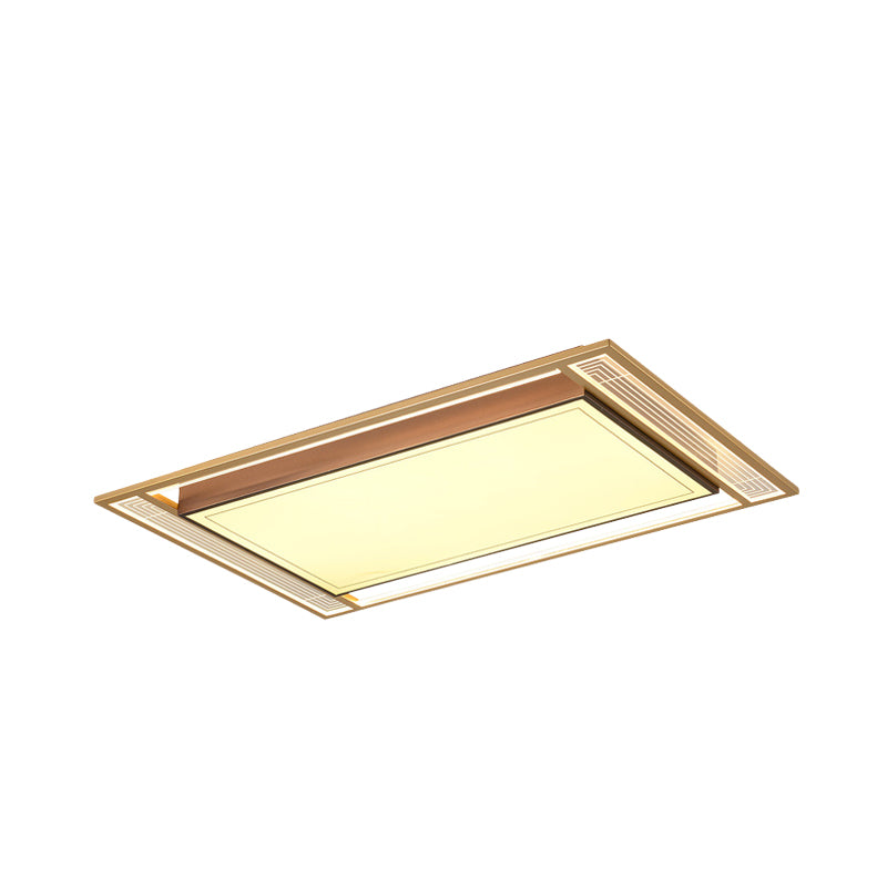 Modern Led Metallic Flush Mount Ceiling Light Fixture - Brown Square/Rectangle Design 21’/39’ Length