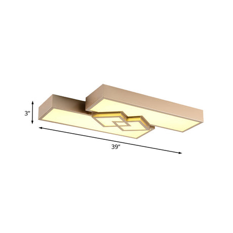 30’/39’ Modern Metallic Led Gold Flushmount Ceiling Light For Living Room