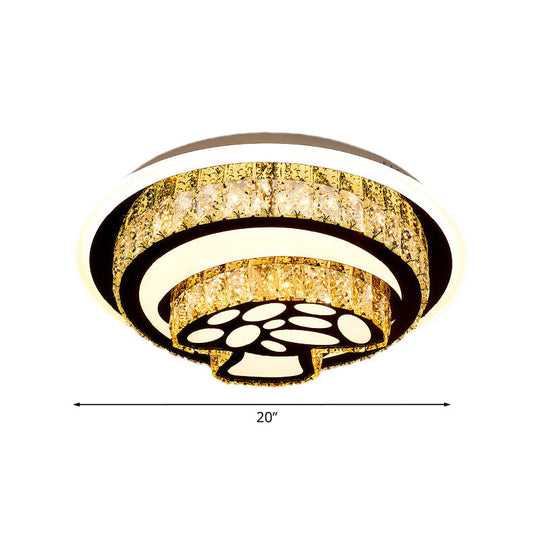Modern Led Flush Mount Ceiling Light With Crystal Inlaid Loving Heart Flower And Mushroom Design -