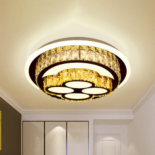 Modern Led Flush Mount Ceiling Light With Crystal Inlaid Loving Heart Flower And Mushroom Design -