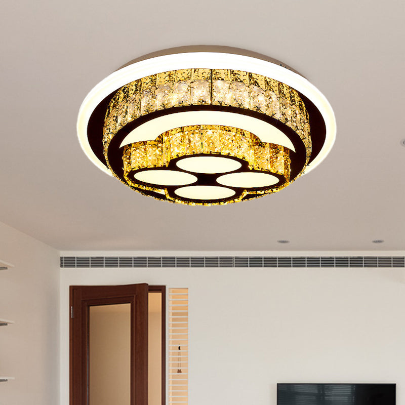 Modern Led Flush Mount Ceiling Light With Crystal Inlaid Loving Heart Flower And Mushroom Design -