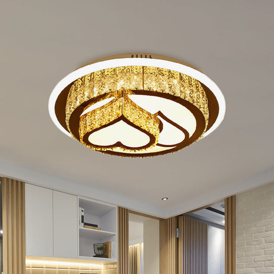 Modern Led Flush Mount Ceiling Light With Crystal Inlaid Loving Heart Flower And Mushroom Design -