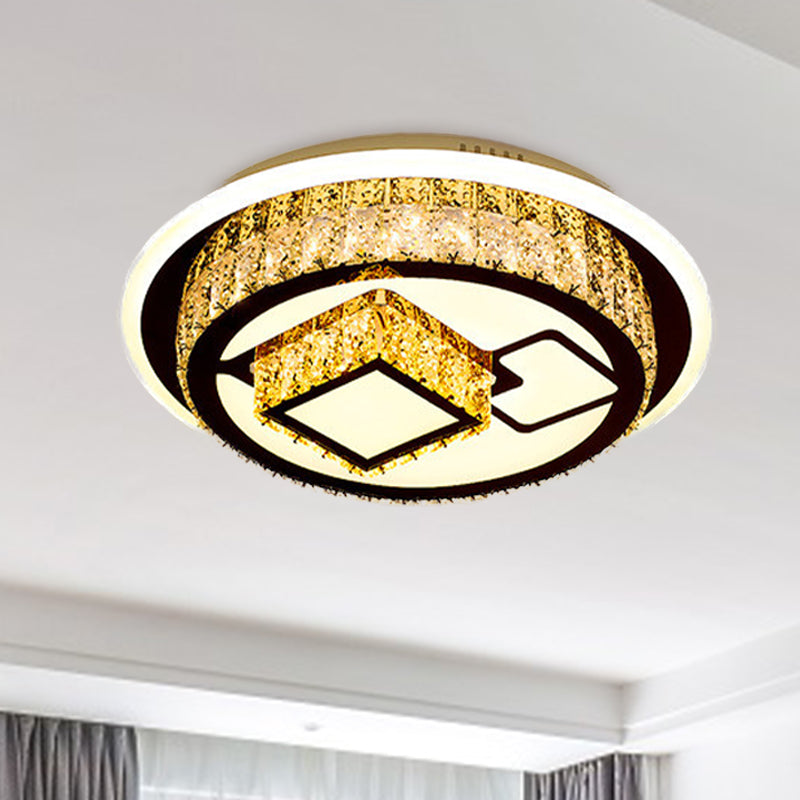 Modern Led Flush Mount Ceiling Light With Crystal Inlaid Loving Heart Flower And Mushroom Design -