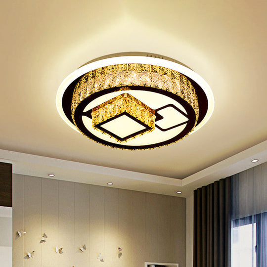 Modern Led Flush Mount Ceiling Light With Crystal Inlaid Loving Heart Flower And Mushroom Design -