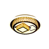 Modern Led Flush Mount Ceiling Light With Crystal Inlaid Loving Heart Flower And Mushroom Design -