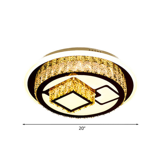 Modern Led Flush Mount Ceiling Light With Crystal Inlaid Loving Heart Flower And Mushroom Design -