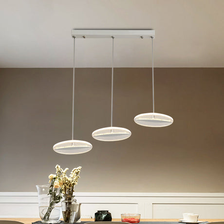 Minimalist Acrylic 3-Head Led Ceiling Hanging Fixture In White/Black/Gold For Dining Room