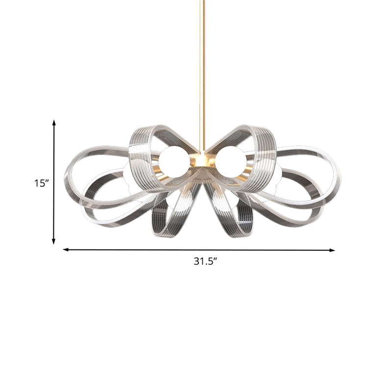 Contemporary White Flower Chandelier Pendant Light with 8 Acrylic Heads Stylish Ceiling Hang Fixture White