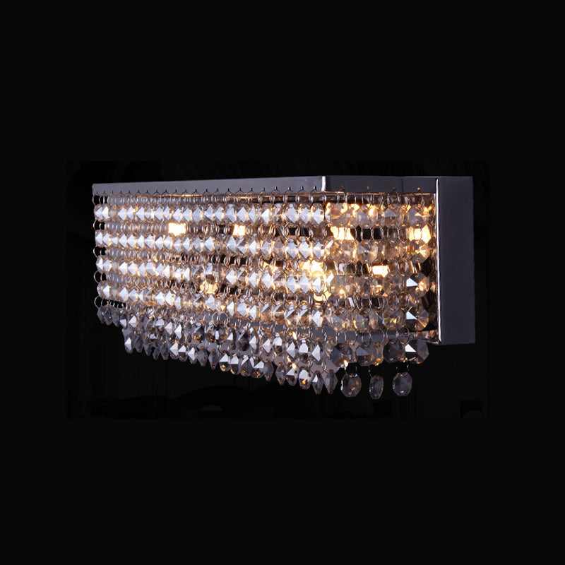 Contemporary Octagon Crystal Wall Light With Chrome Finish And 3/4 Bulbs