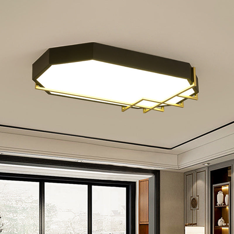 Geometric Black-Gold Ceiling Light: Modern Led Metal Flushmount Lamp (23.5/31.5 Long) Black / 23.5