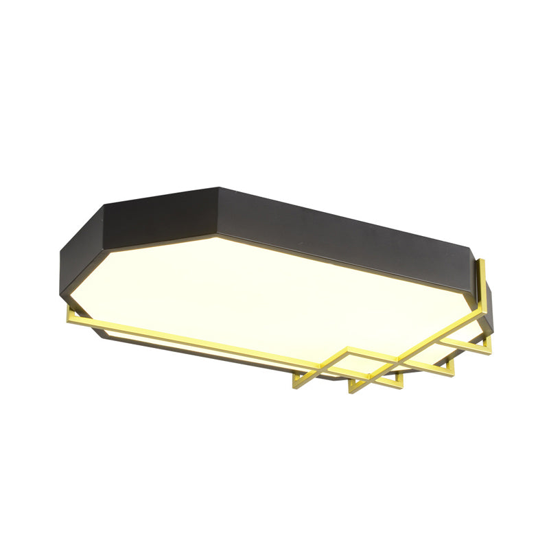 Geometric Black-Gold Ceiling Light: Modern Led Metal Flushmount Lamp (23.5/31.5 Long)