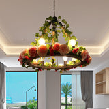 Aldhanab - Metal 6 Lights Exposed Bulb Chandelier Lamp Loft Style Black Pendant Light With Ring And