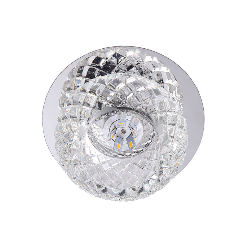 Modern Chrome Led Crystal Flushmount Light Fixture For Corridors