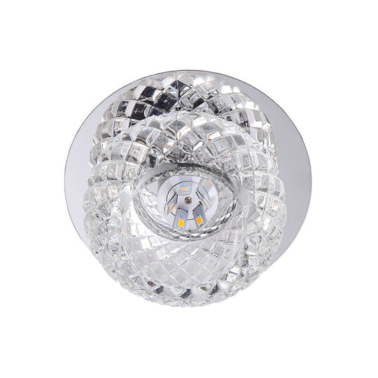 Modern Chrome Led Crystal Flushmount Light Fixture For Corridors