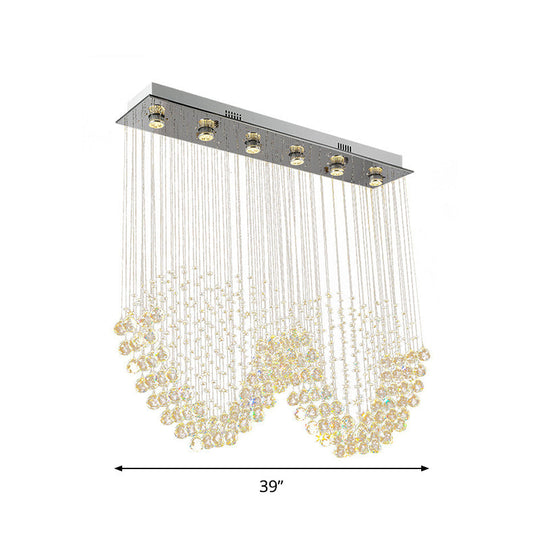 Heart - Shaped Crystal Orb Led Flush Mount Lamp In Chrome - Modern Restaurant Lighting