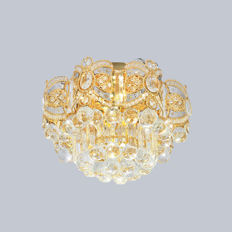 Contemporary Gold Led Crystal Ball Ceiling Flush Mount Light - 16/23.5 Width