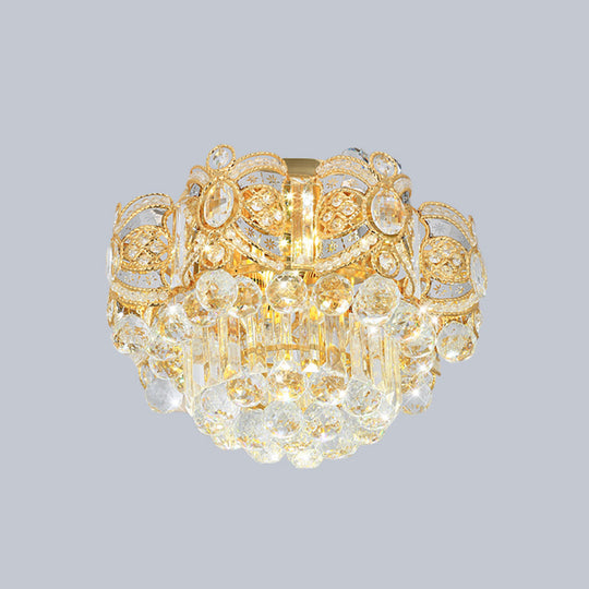 Contemporary Gold Led Crystal Ball Ceiling Flush Mount Light - 16/23.5 Width