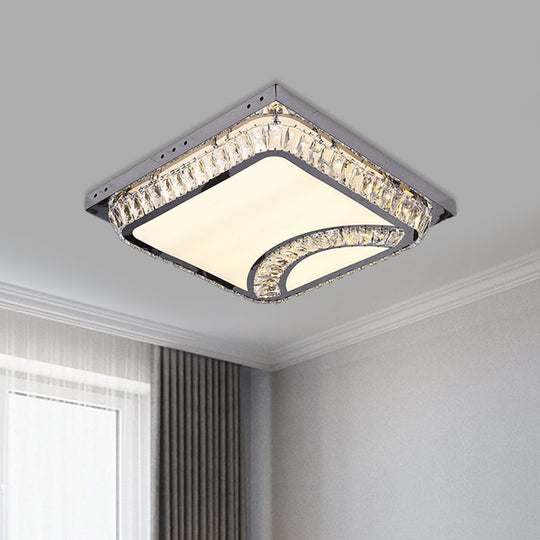 Chrome Beveled Crystal Led Ceiling Light With Embedded Square Flush Mount / A