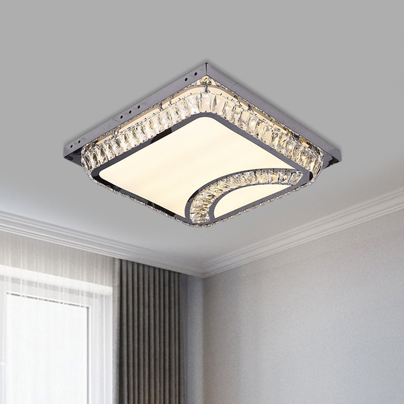 Chrome Beveled Crystal Led Ceiling Light With Embedded Square Flush Mount / A